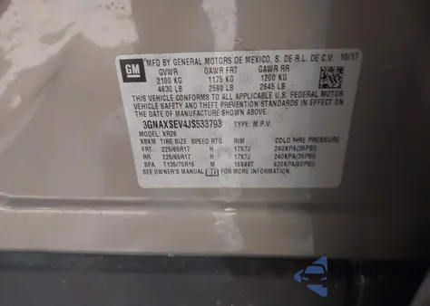 2018 Chevrolet Equinox Lt z USA, uszkodzony, nr VIN 3GNAXSEV4JS533793